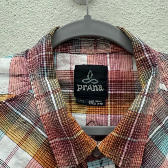 Prana Hartman Plaid Pearl Snap Organic Cotton Shirt M1HART113 Mens size Large - Picture 2 of 8
